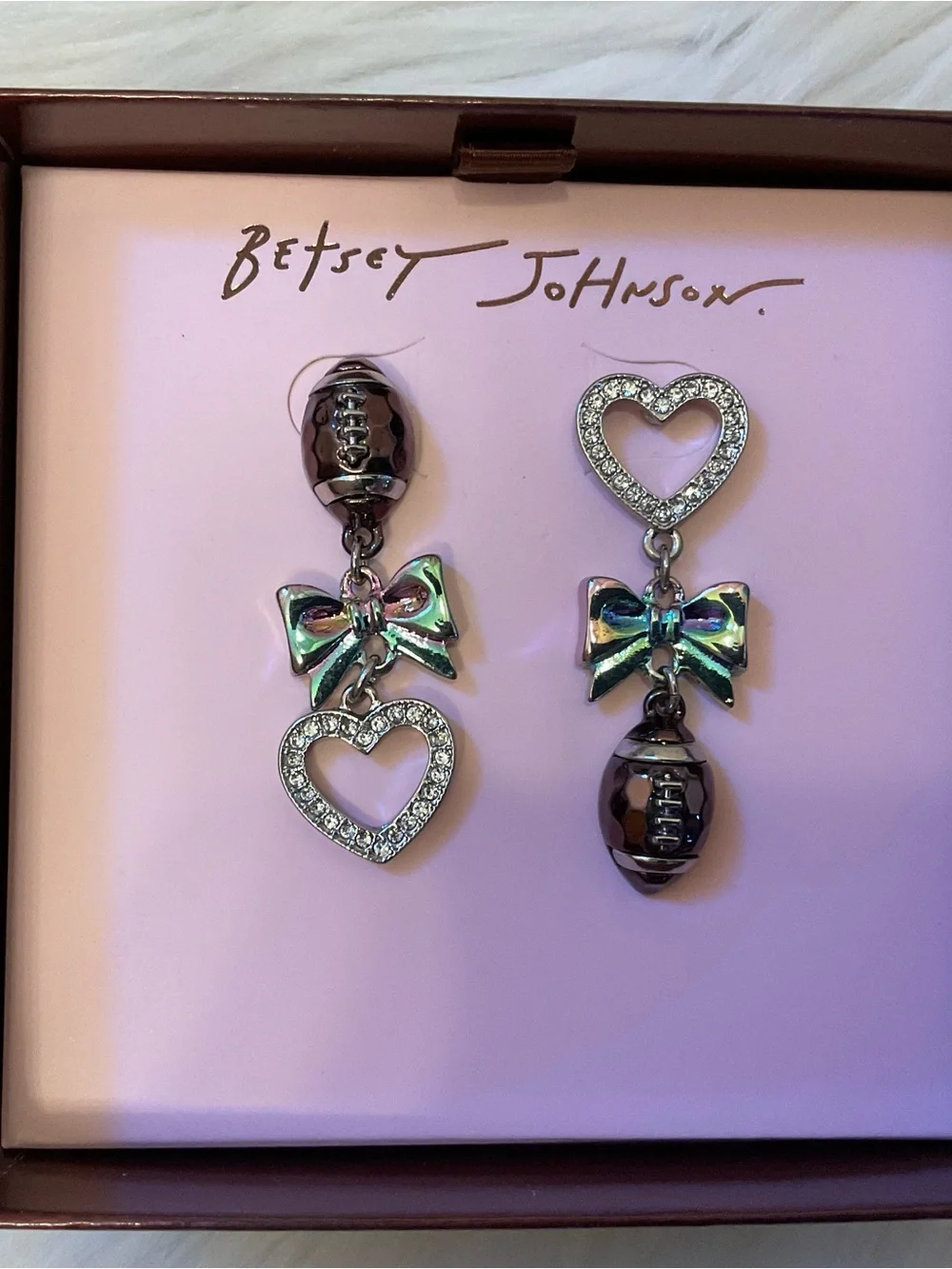 Betsey Johnson Football Mismatched Earrings - New in Box